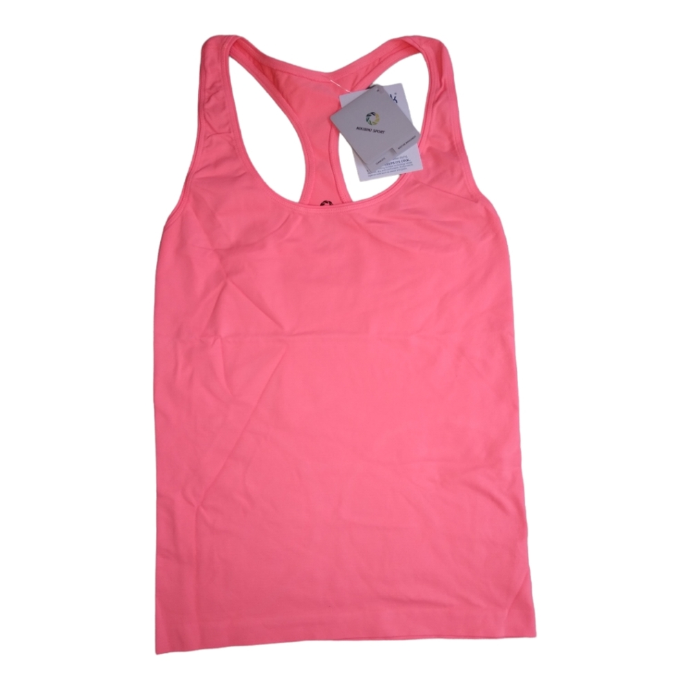 NWT Pink Nikibiki Sports Seamless Athletic Racer back Tank Top Size M/L